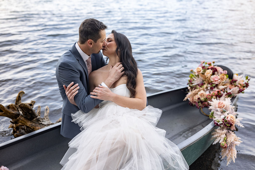 cute couple kissing after reading their vows