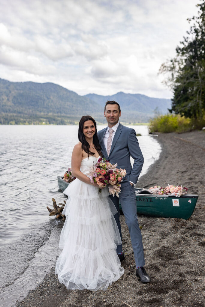 couple posing for the camera after reading their vows