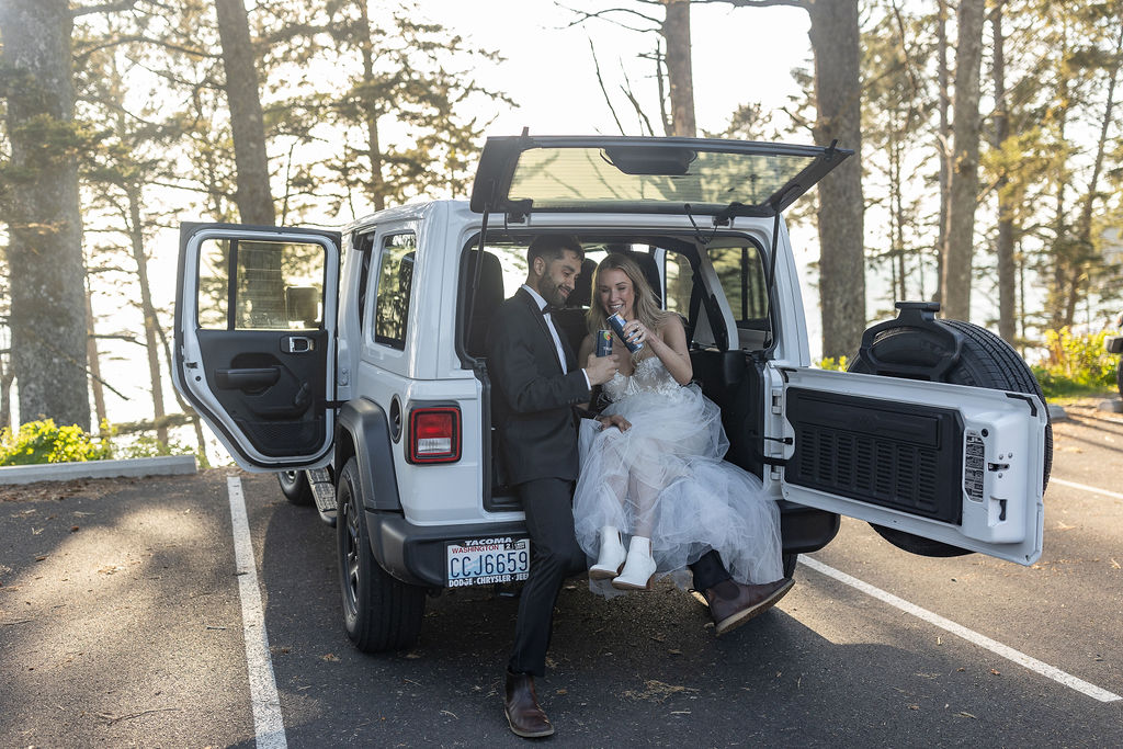 couple celebrating their elopement with a hike 