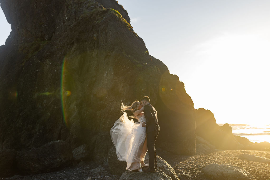 happy couple at their dream ruby beach session - eloping at ruby beach 