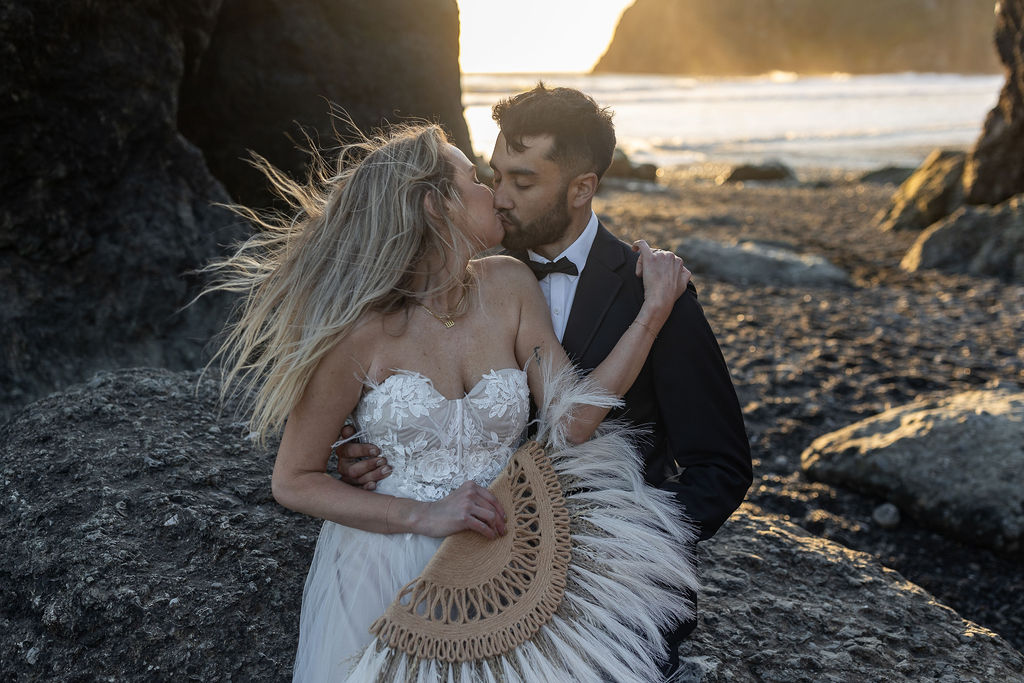 cute couple kissing during their photoshoot