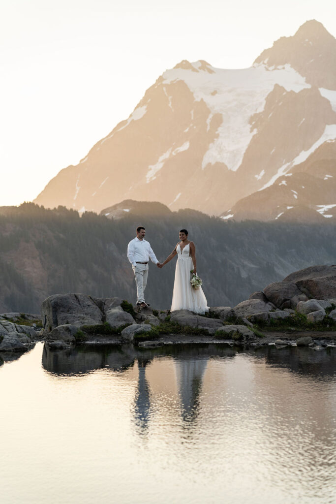 fun sunset elopement session