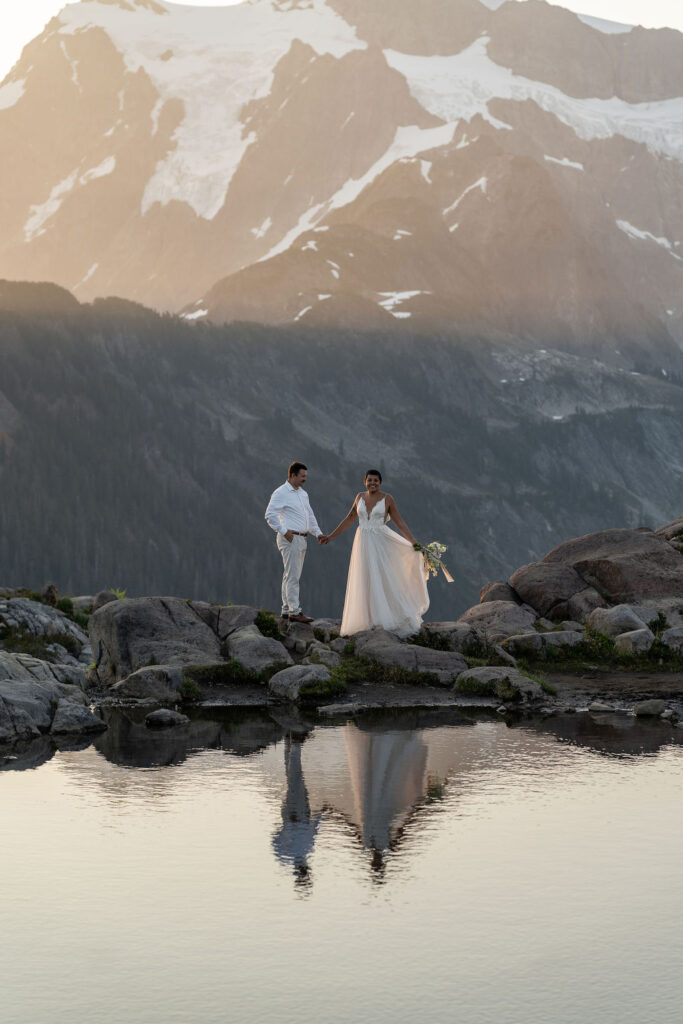 happy couple at their dream elopement in the north cascades