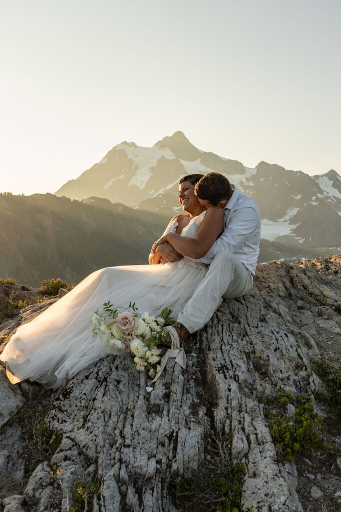 cute couple at their dream elopement in the north cascades