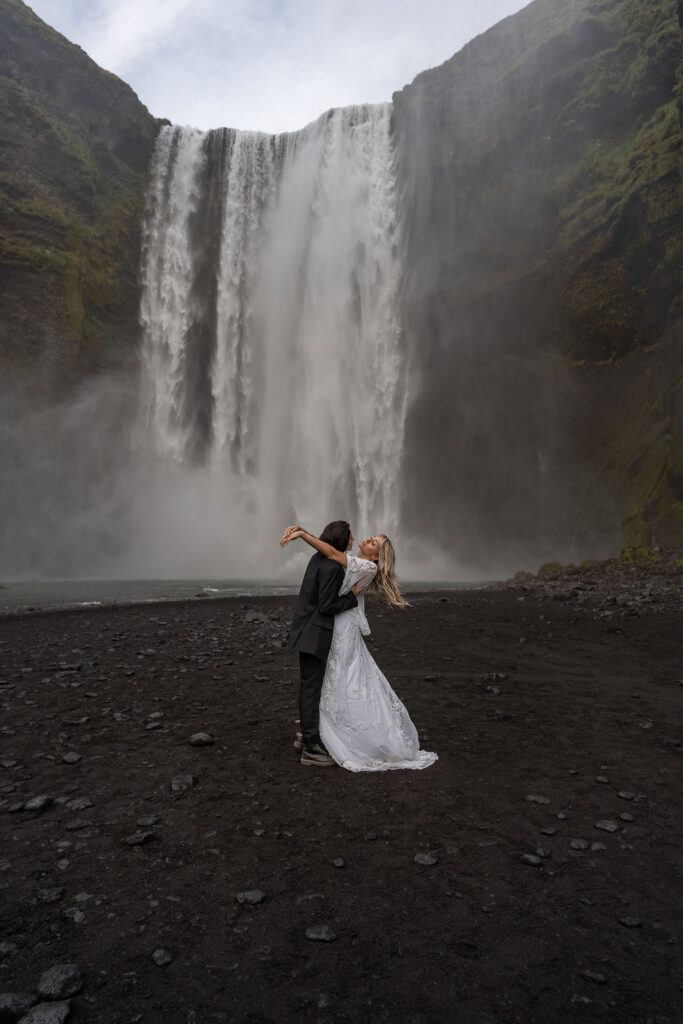 fun and playful bridal portraits in iceland