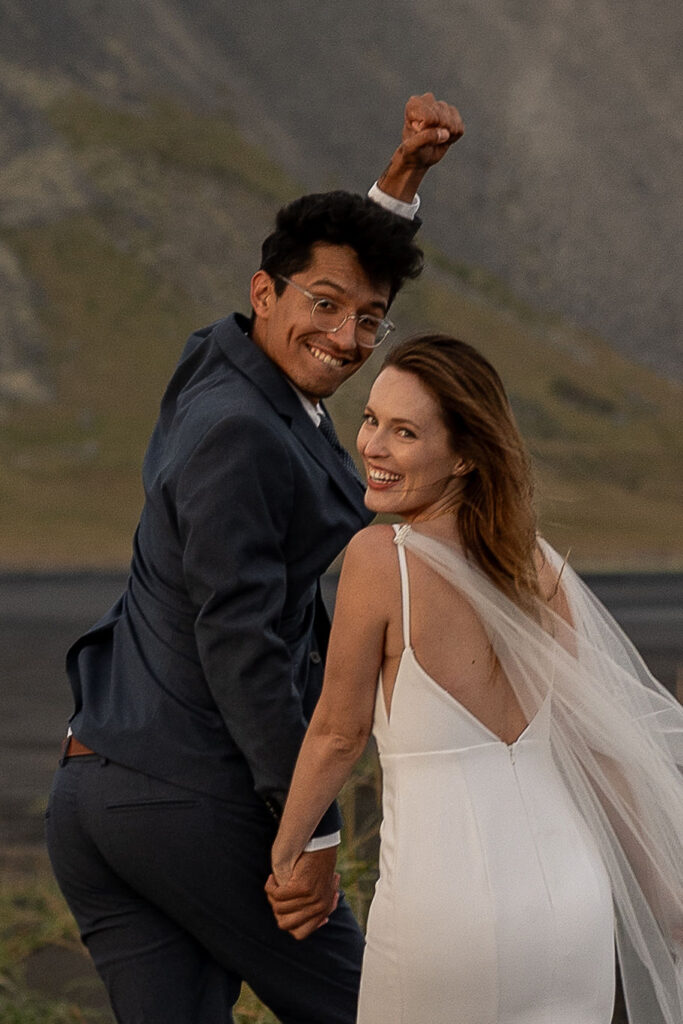 happy couple after their private vows exchange