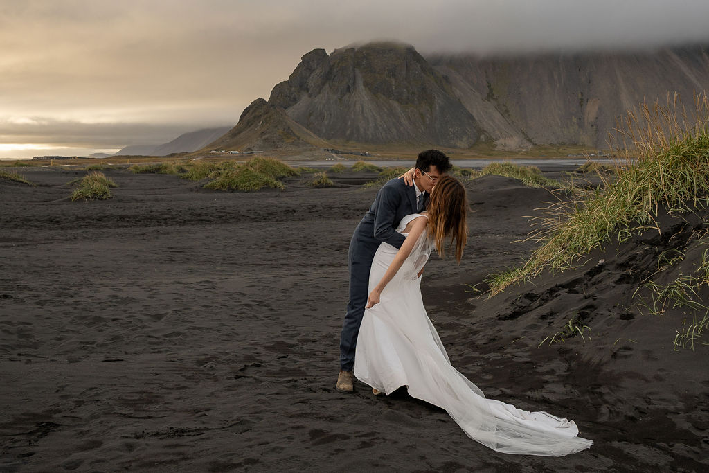 couple Eloping in Stoksness Iceland