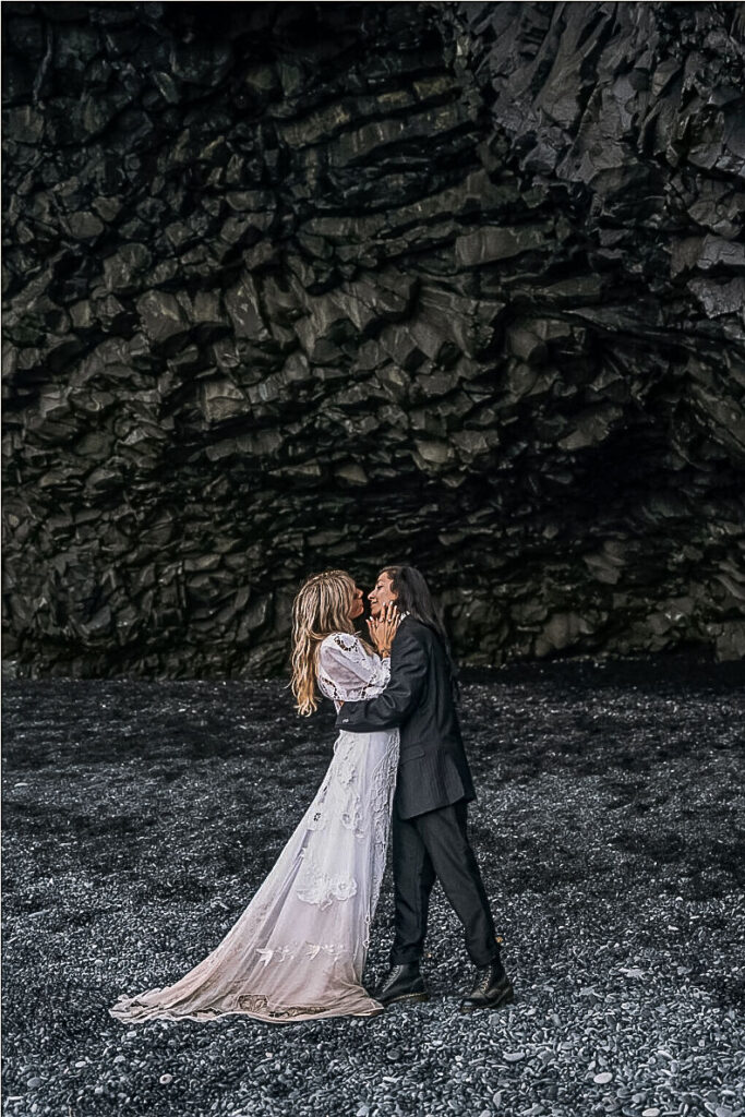 cute picture of the couple kissing during their session