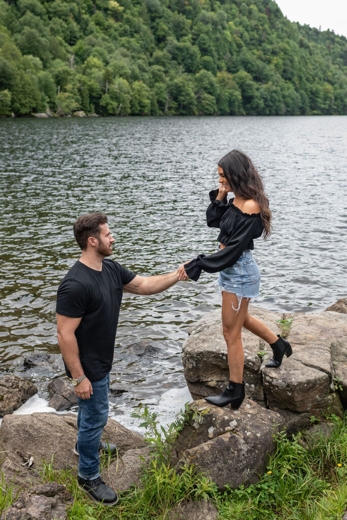 cute couple holding hands during their photoshoot