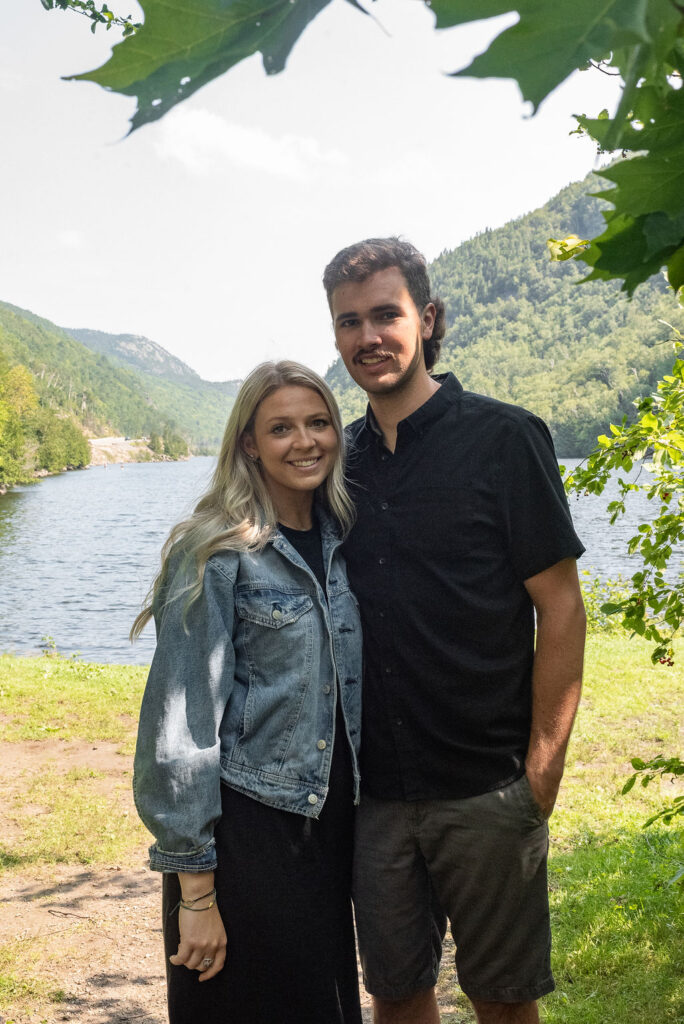 couple posing for the camera during their engagement session