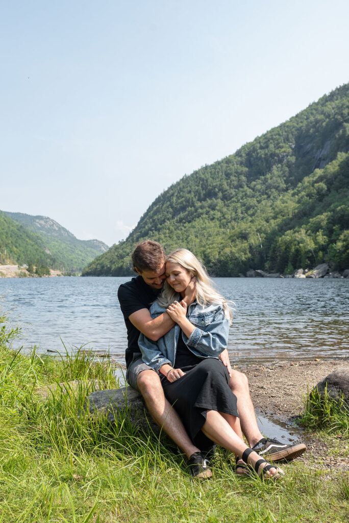 golden hour couple session near lake placid