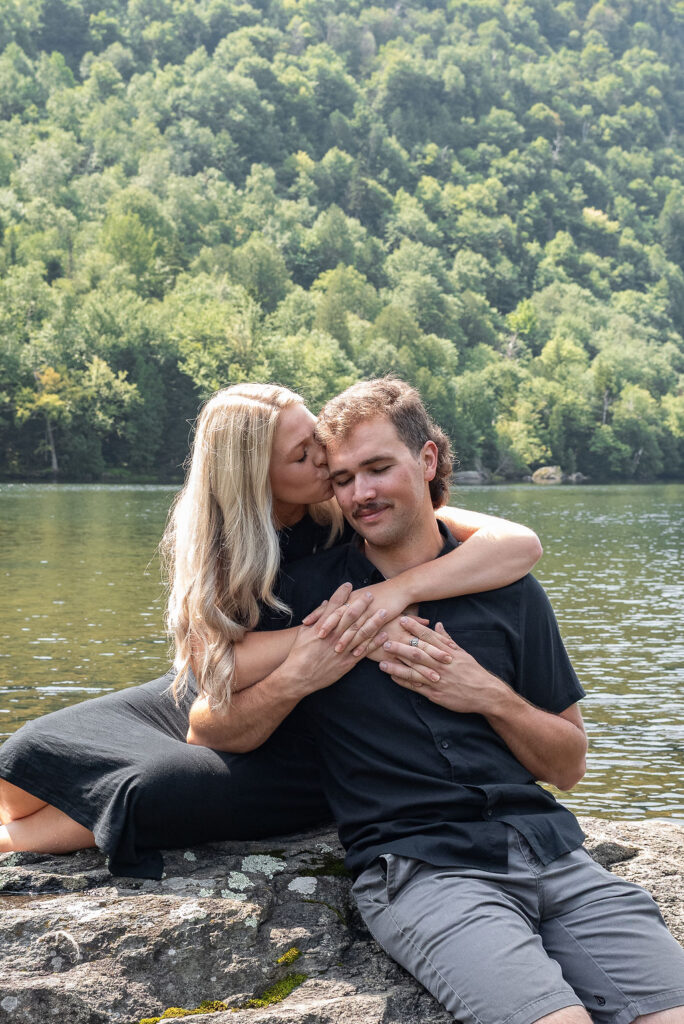 fiance kissing her fiance on the cheek