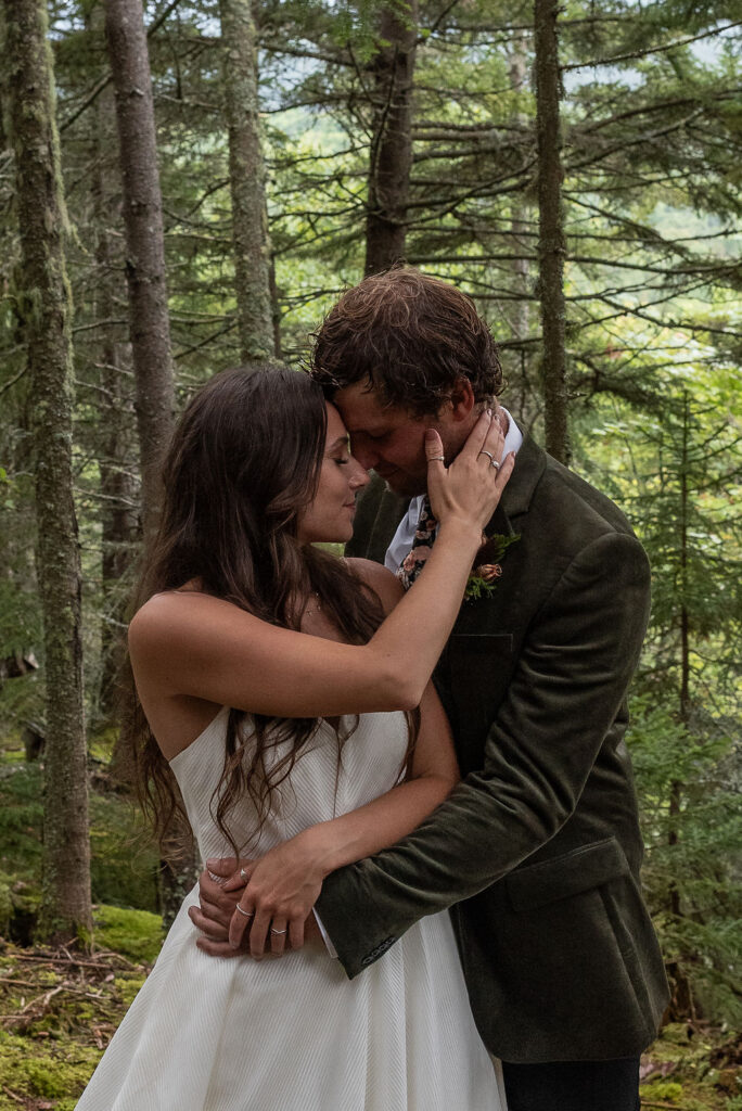 bride and groom hugging during their photoshoot