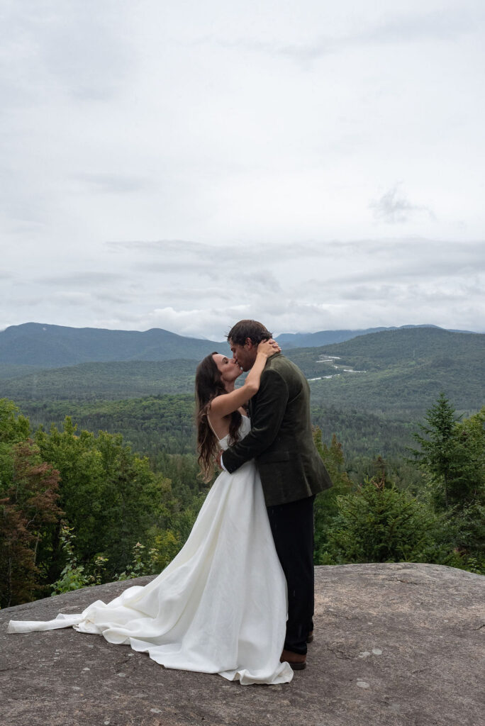 couple kissing during their bridal portraits