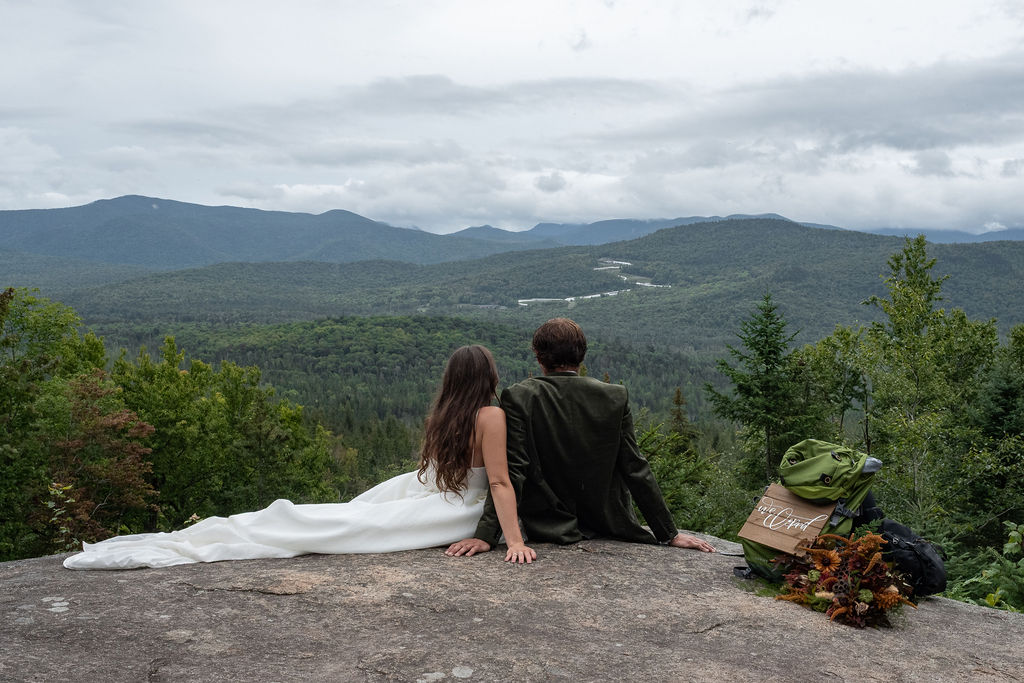 cute couple at their sunrise elopement in lake placid
