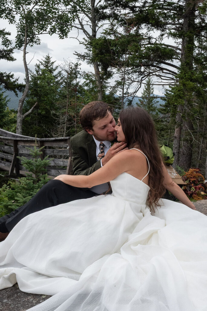 picture of the groom kissing the bride on the cheek