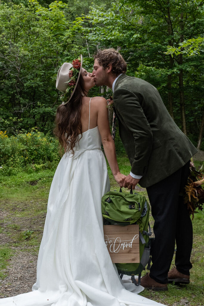 cute picture of the newlyweds kissing