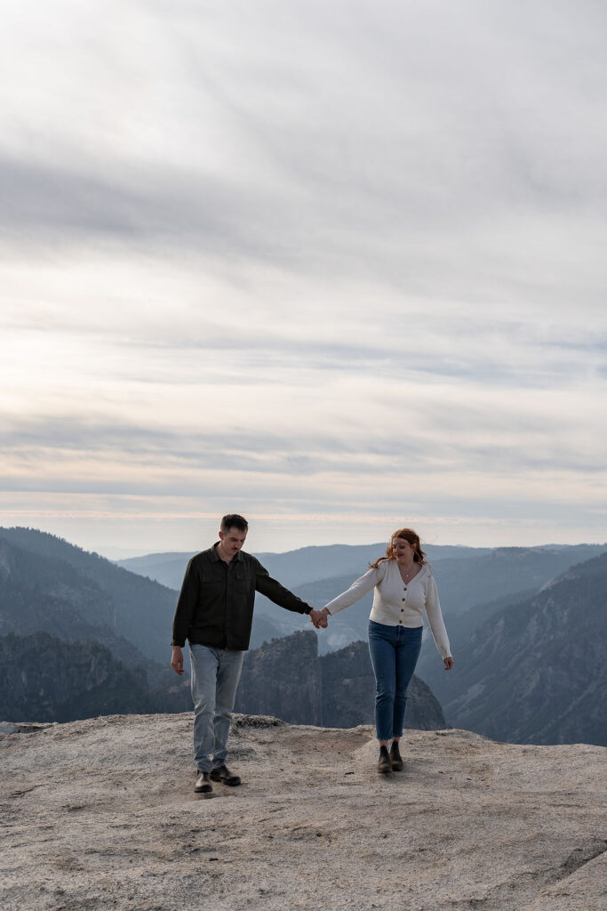 newlyweds holding hands during their photoshoot