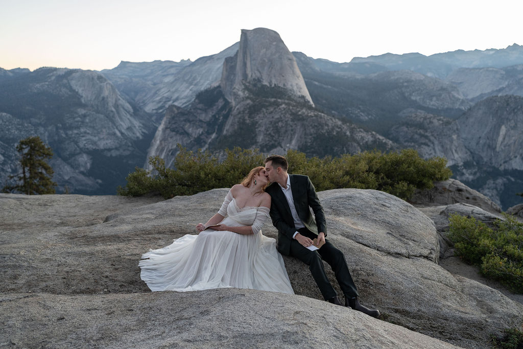 cute couple writing their vows after their first look