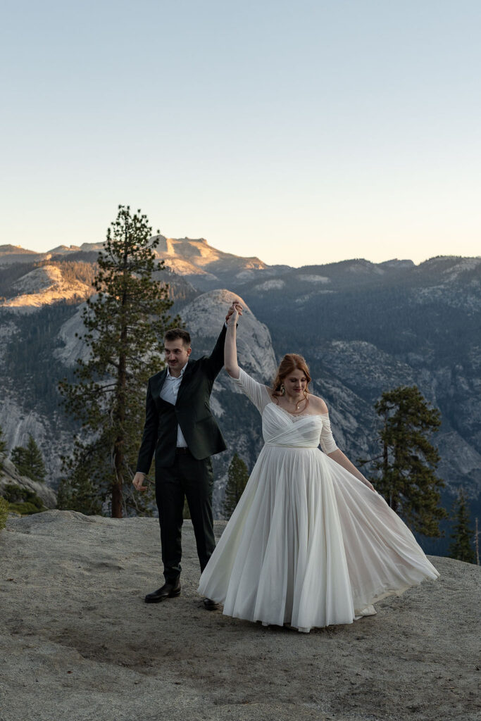 cute couple dancing during their photoshoot