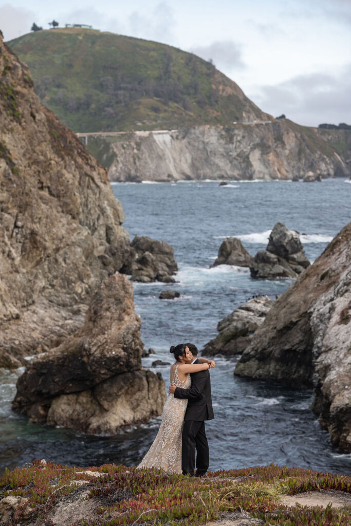cute picture of the couple hugging during their bridal photos