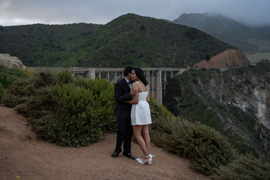 cute couple at their dream engagement in big sure
