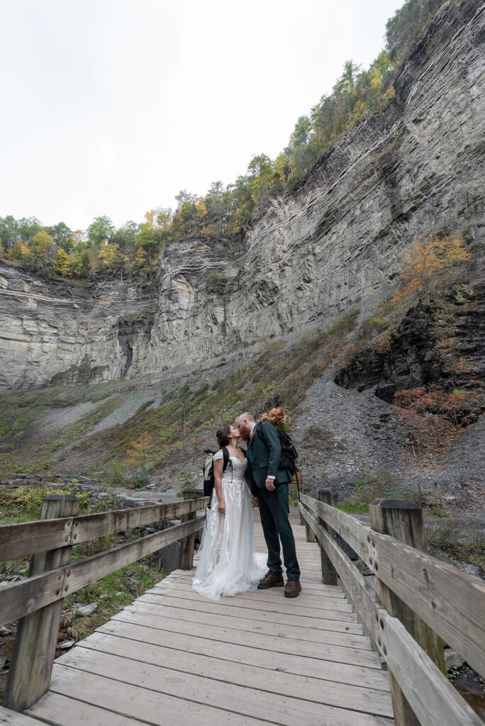 couple having the best time at their adventurous elopement