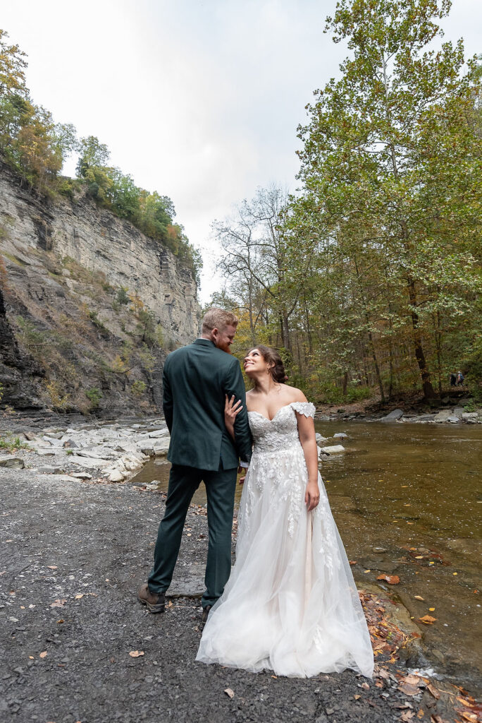 couple posing for the camera during their bridal session