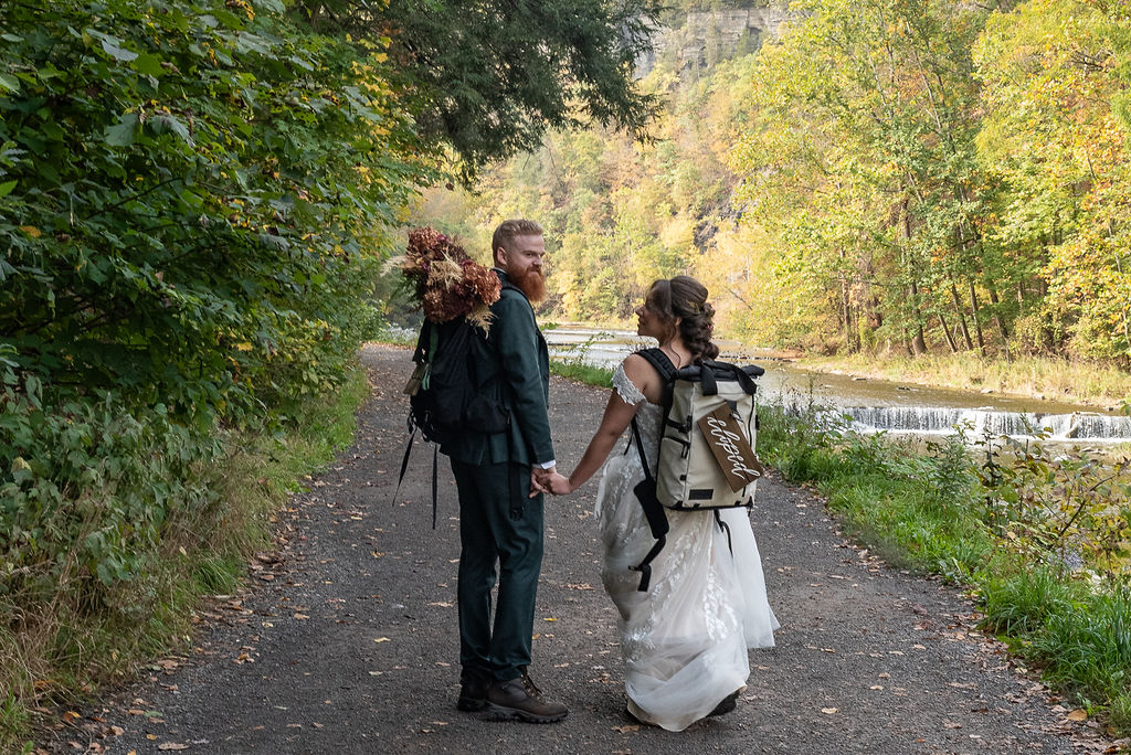 cute couple at their adventurous elopement