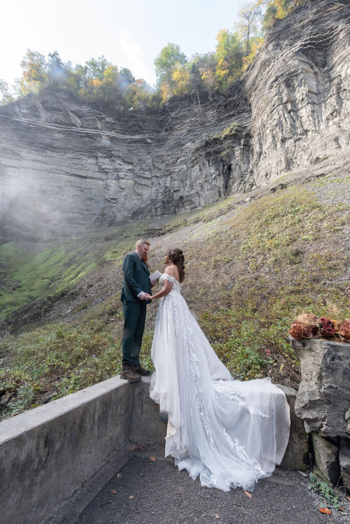 happy couple at their private vows