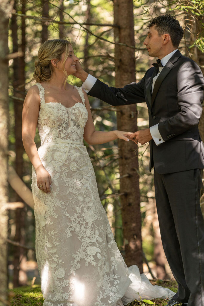 groom smiling at the bride