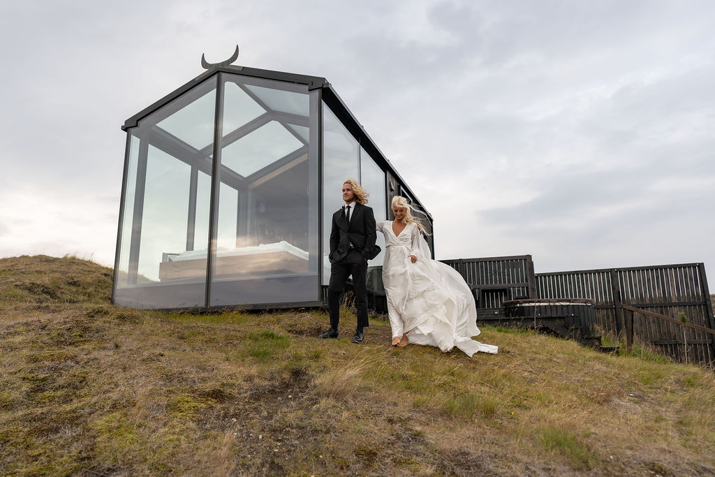 Bride and groom at their first look