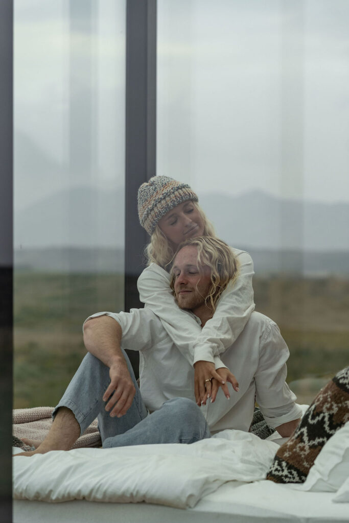 happy couple at their dream elopement in iceland 