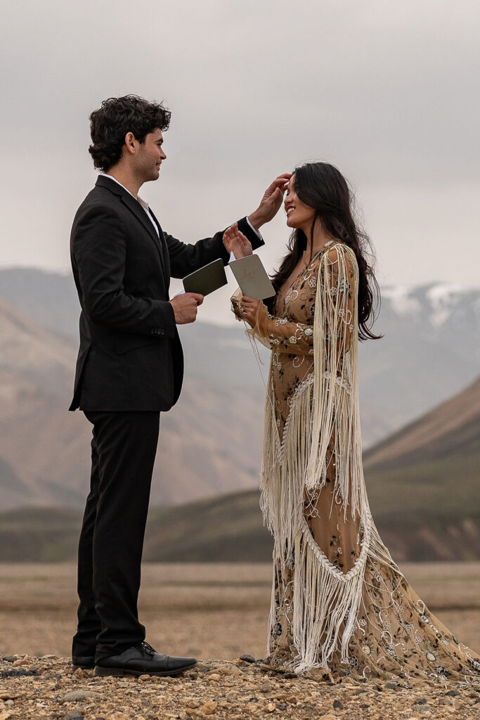 bride and groom emotional at their ceremony
