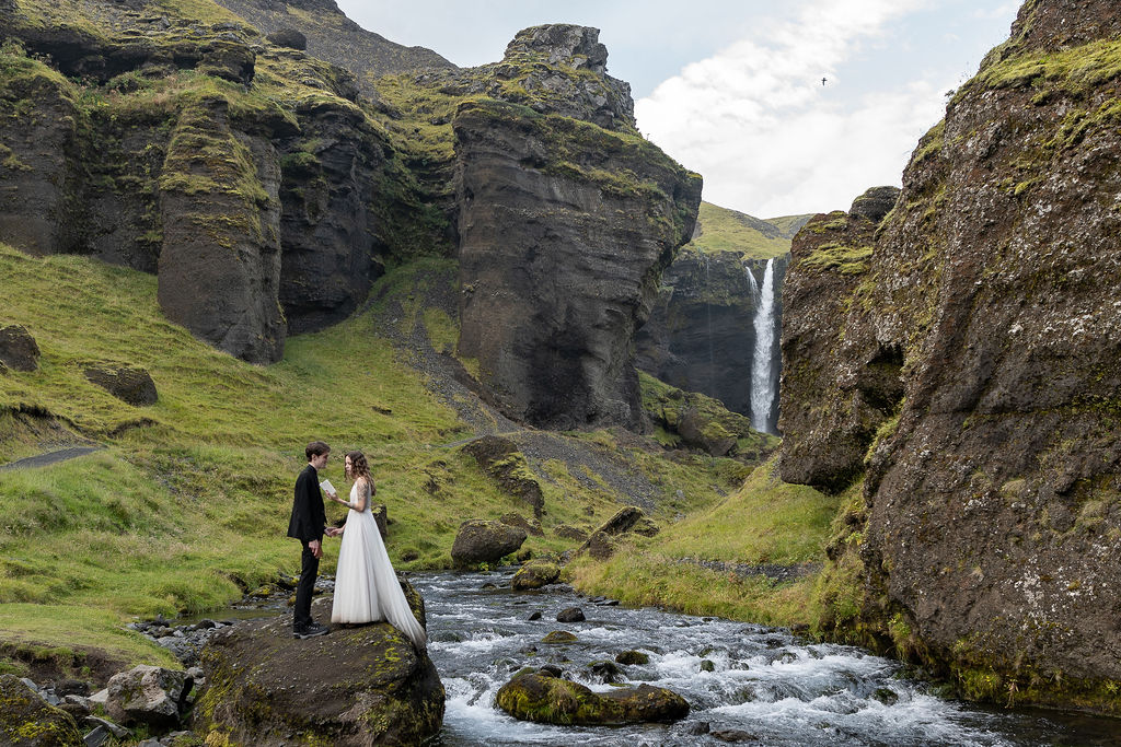 cute couple at their ceremony in inceland