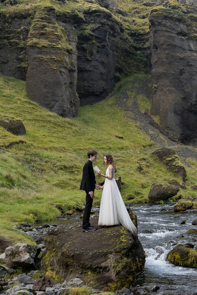 bride and groom emotional during their ceremony