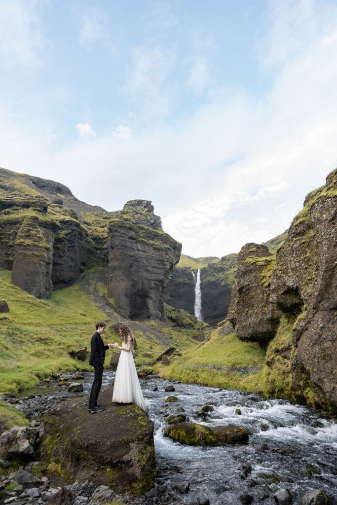 happy couple at their dream ceremony in iceland