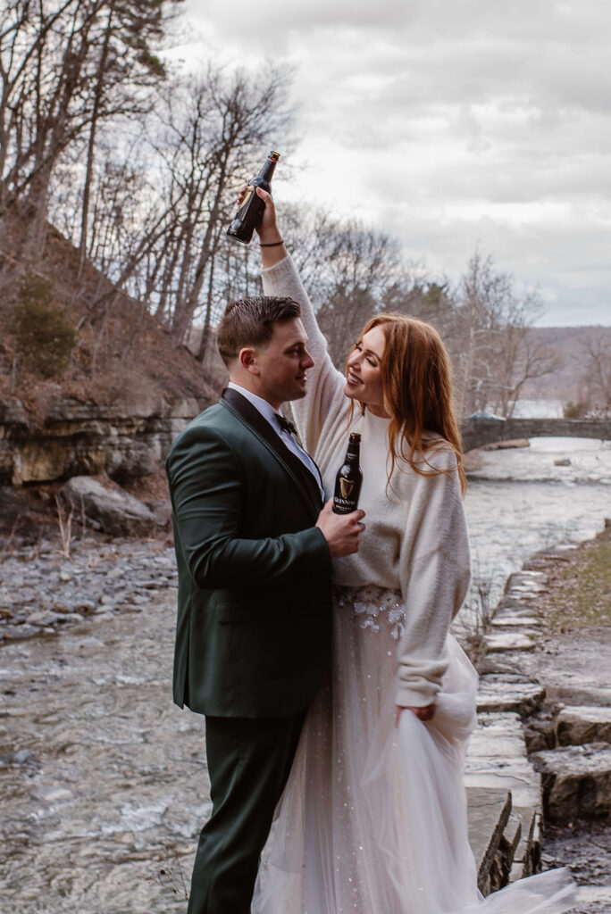 couple having fun at their elopement